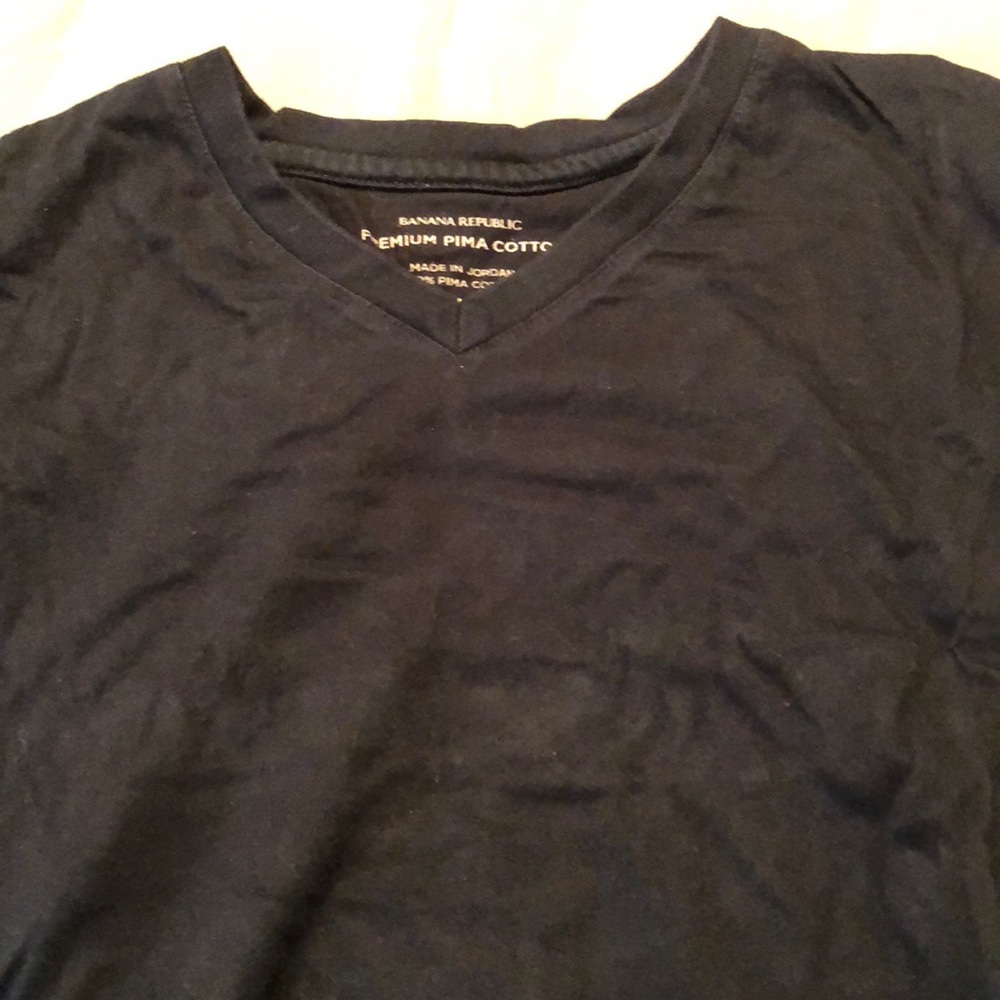 men’s short sleeve v-neck T, black, size M, Banana